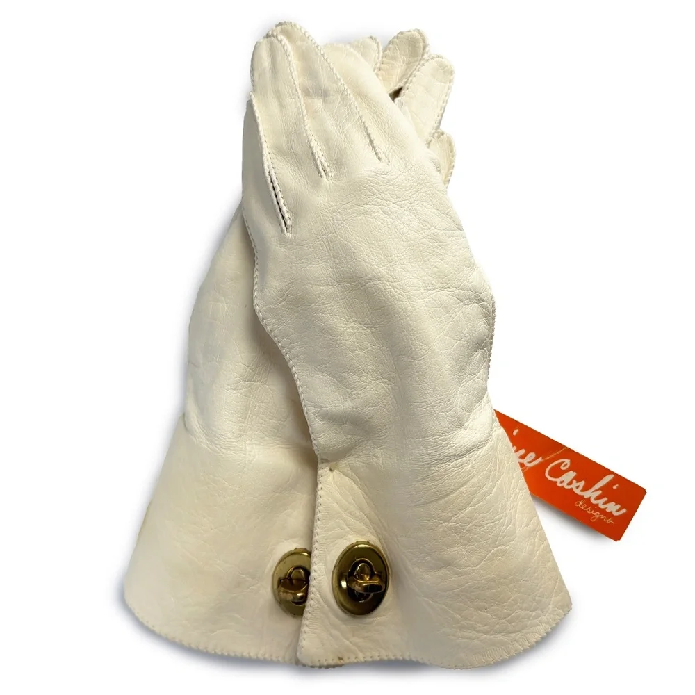 Bonnie Cashin Leather Gloves Gauntlet Style Iconic Turn Lock Vintage Crescendoe